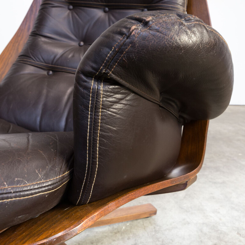 Vintage scandinavian armchair for Hove Mobler in brown leather