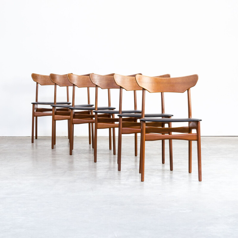 Set van 6 vintage teakhouten stoelen voor Randers 1960