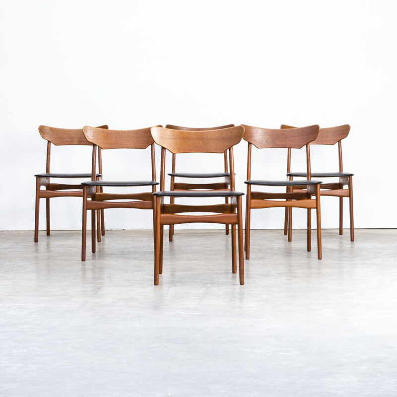 Conjunto de 6 cadeiras de teca vintage para Randers 1960