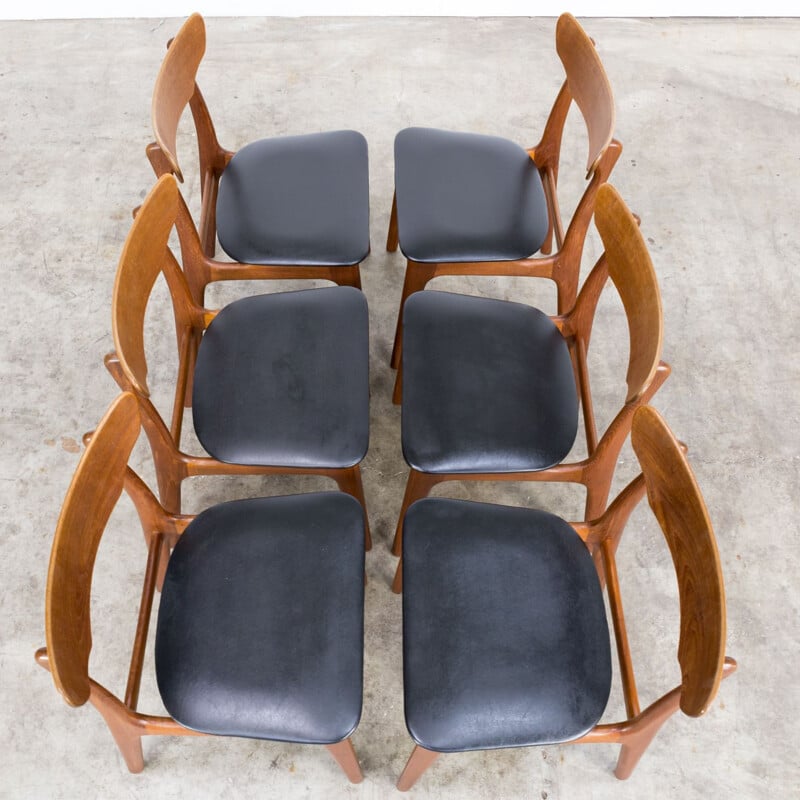 Set van 6 vintage teakhouten stoelen voor Randers 1960