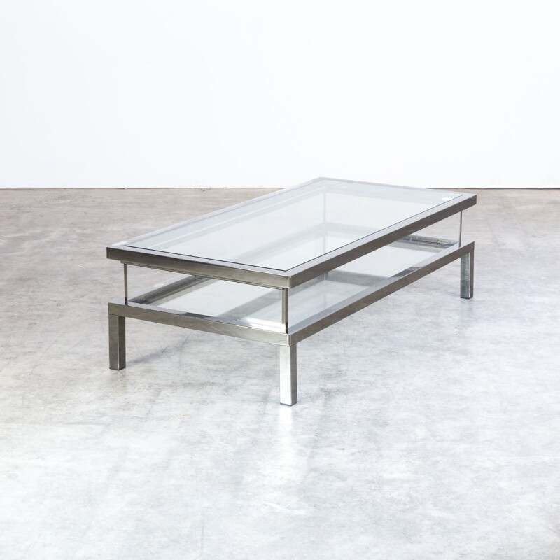 Vintage metal and glass french table by Maison Jansen