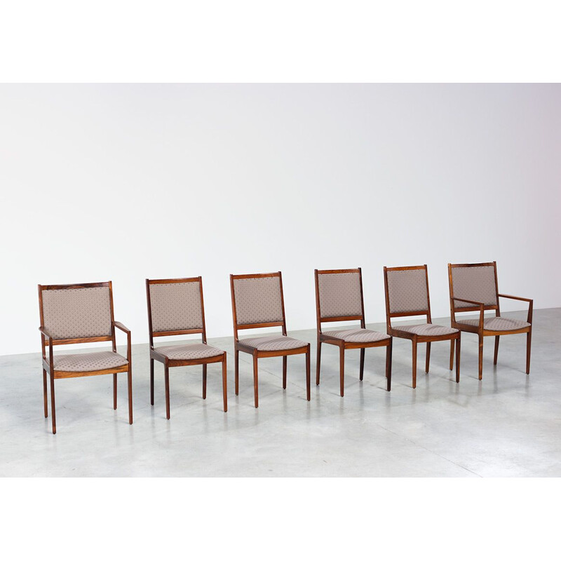 Set of 6 vintage scandinavian silk chairs