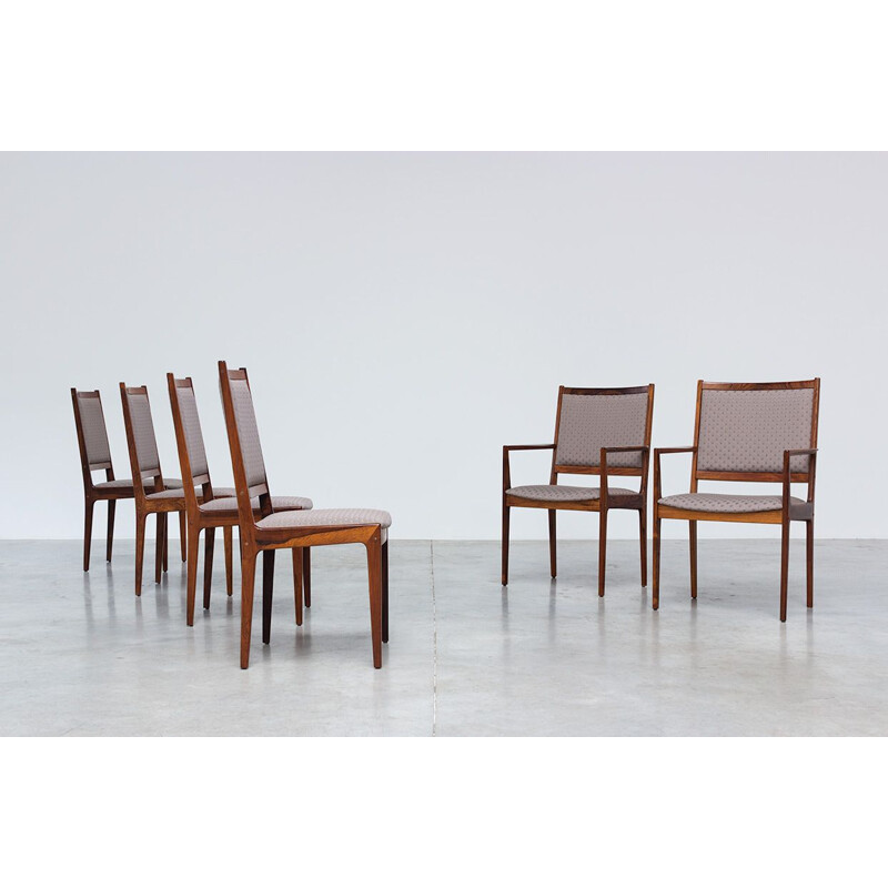 Set of 6 vintage scandinavian silk chairs