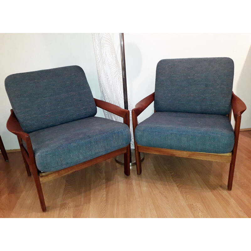 Paire de fauteuils vintage scandinaves pour Eilersen en teck