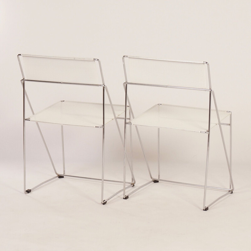 Set of 2 vintage chair Nuova X-line by Niels Jørgen Haugesen for Hybodan