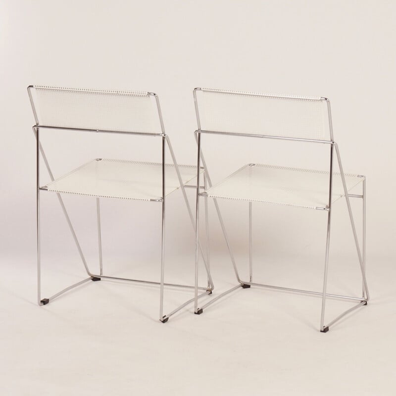 Set of 2 vintage chair Nuova X-line by Niels Jørgen Haugesen for Hybodan