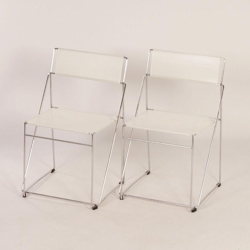 Set of 2 vintage chair Nuova X-line by Niels Jørgen Haugesen for Hybodan