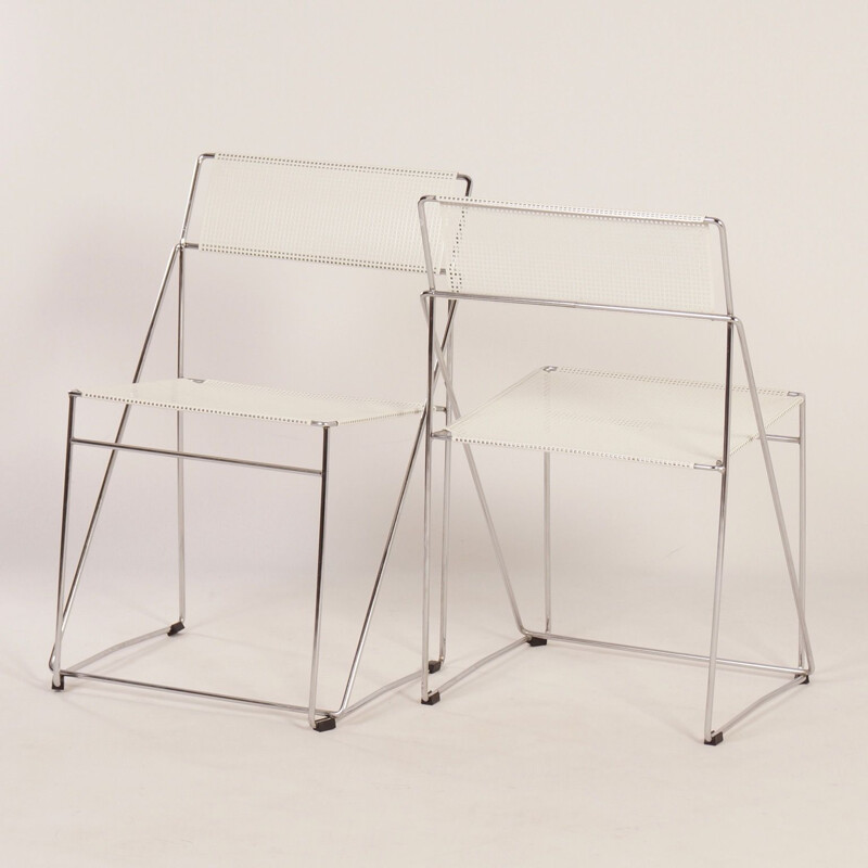 Set of 2 vintage chair Nuova X-line by Niels Jørgen Haugesen for Hybodan