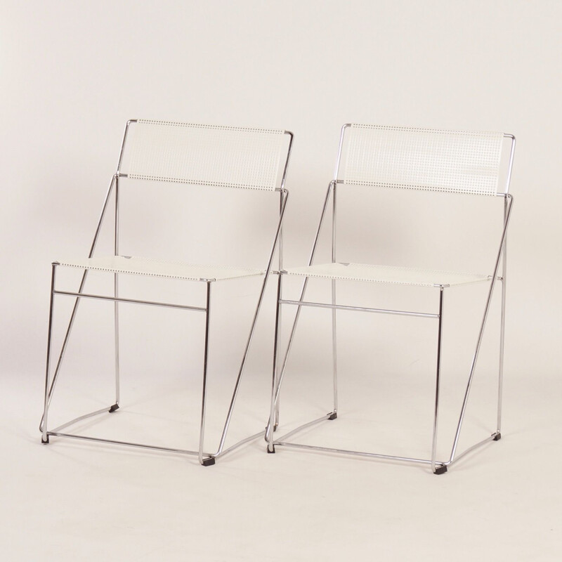 Set of 2 vintage chair Nuova X-line by Niels Jørgen Haugesen for Hybodan