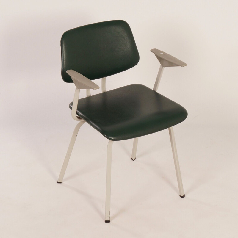 Vintage green industrial chair with armrest for Ahrend de Cirkel