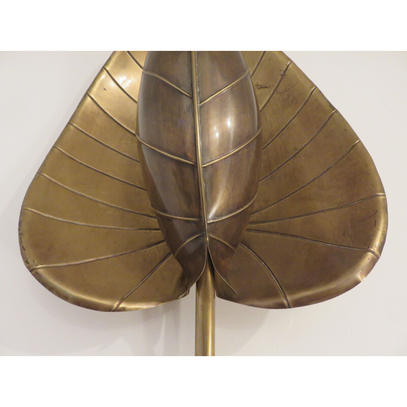 Vintage wall lamp water lily in golden brass