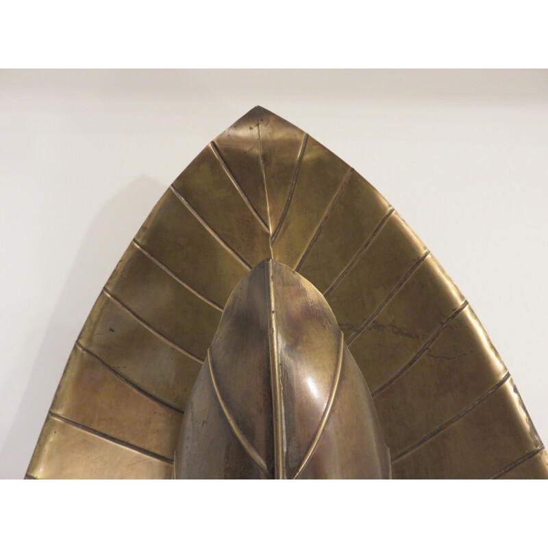 Vintage wall lamp water lily in golden brass