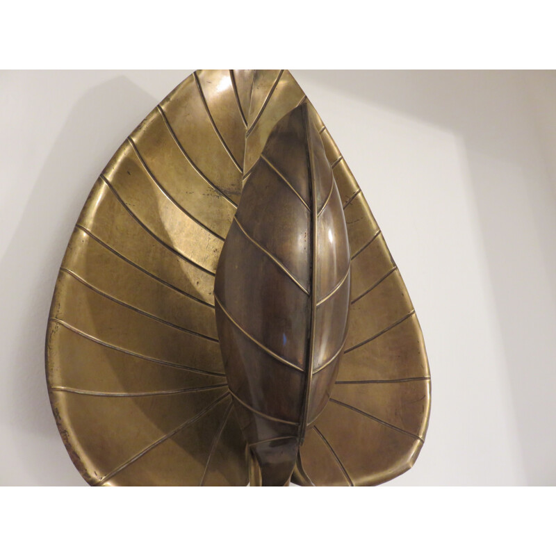 Vintage wall lamp water lily in golden brass