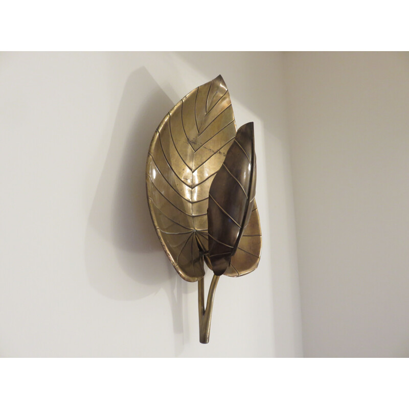 Vintage wall lamp water lily in golden brass