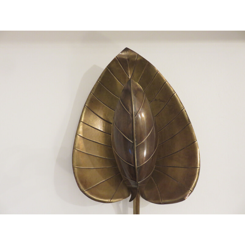 Vintage wall lamp water lily in golden brass