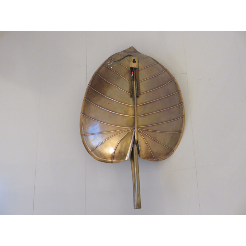 Vintage wall lamp water lily in golden brass