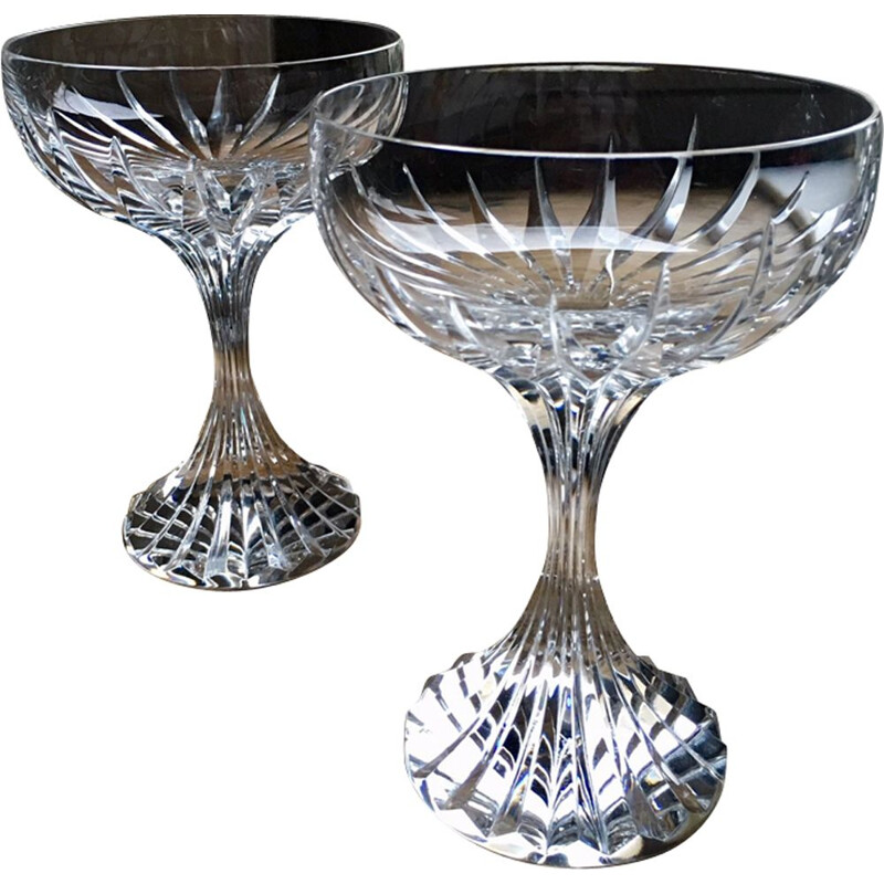 Pair of vintage cups of champagne in crystal