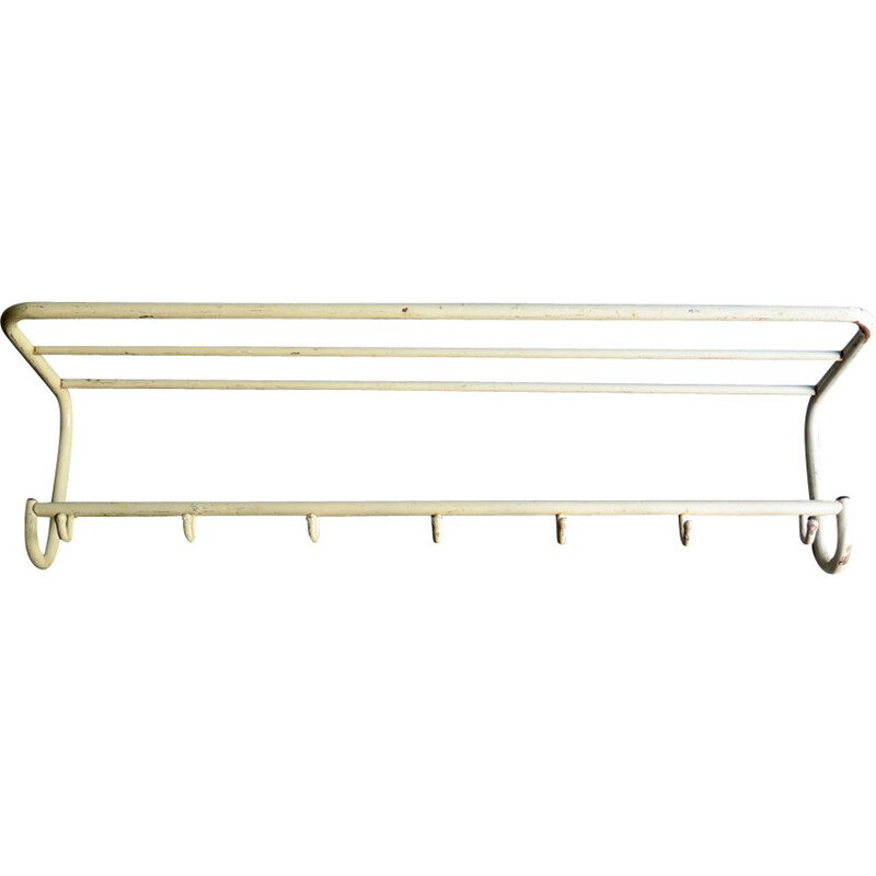 Vintage industrial coat rack in white metal