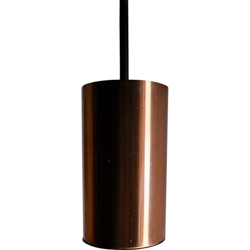 Vintage cylindrical pendant lamp in copper