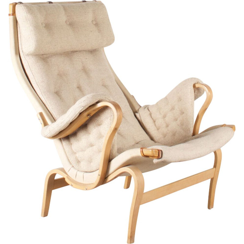 Vintage Pernilla beige armchair for Dux in beechwood and fabric 1960s