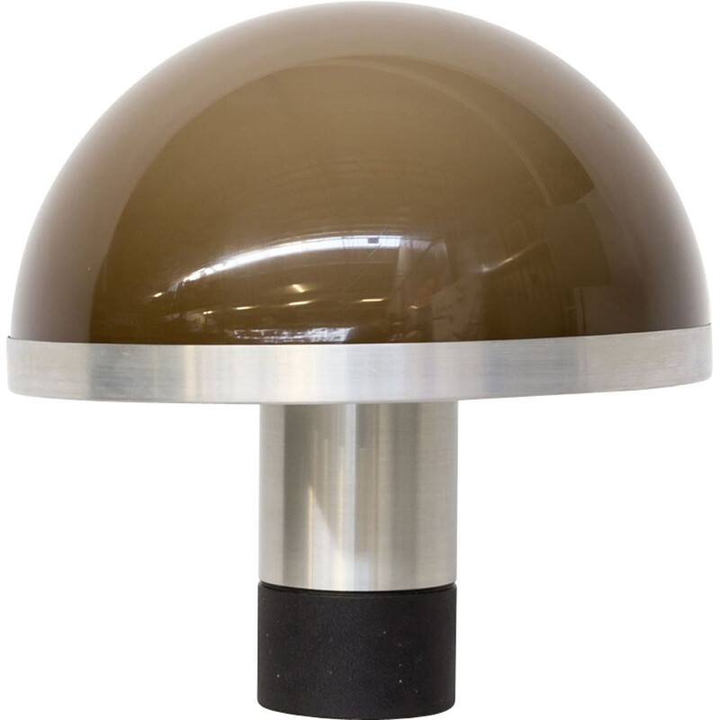 Vintage mushroom table lamp with aluminium base 1970