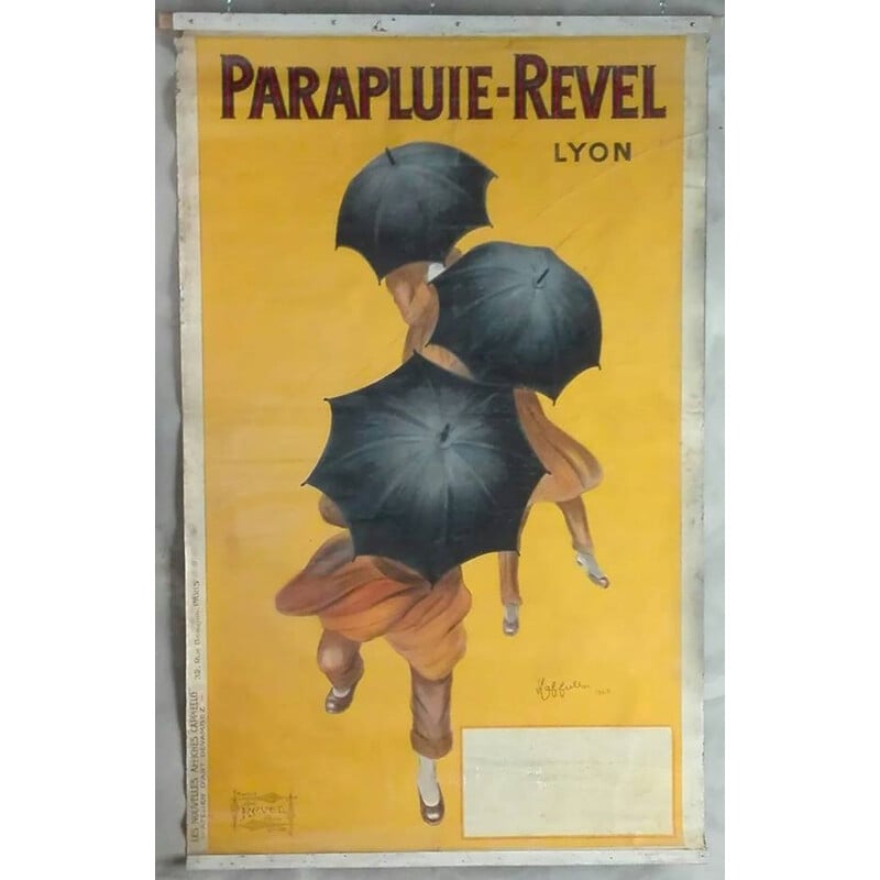 Affiche vintage originale parapluie Revel Lyon Cappielo 1922