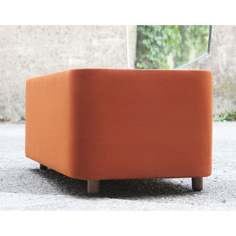 Coiffeuse vintage space age orange avec tabouret