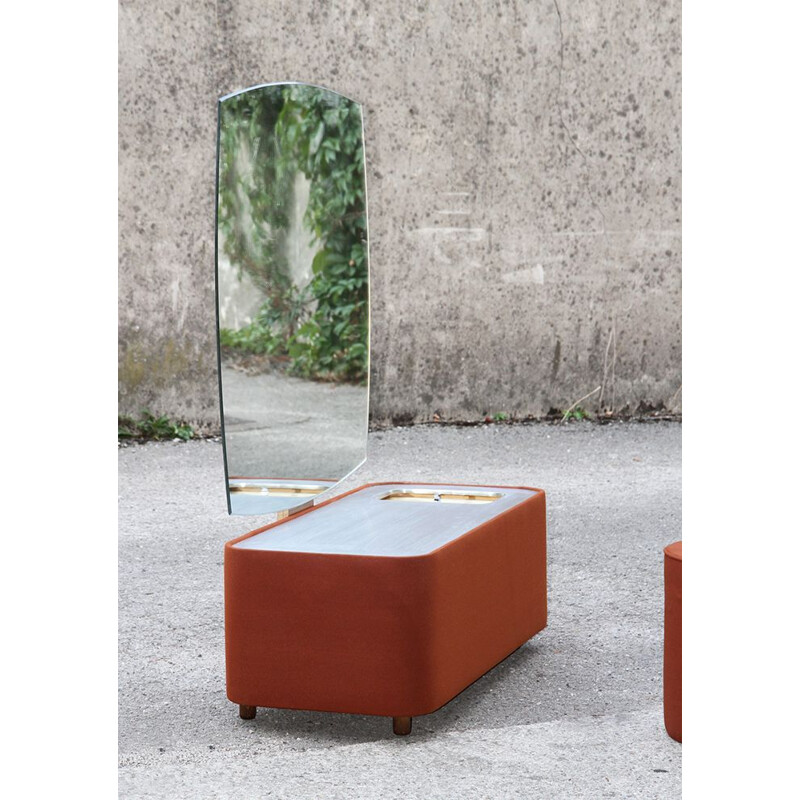Vintage dressing table space age orange with stool