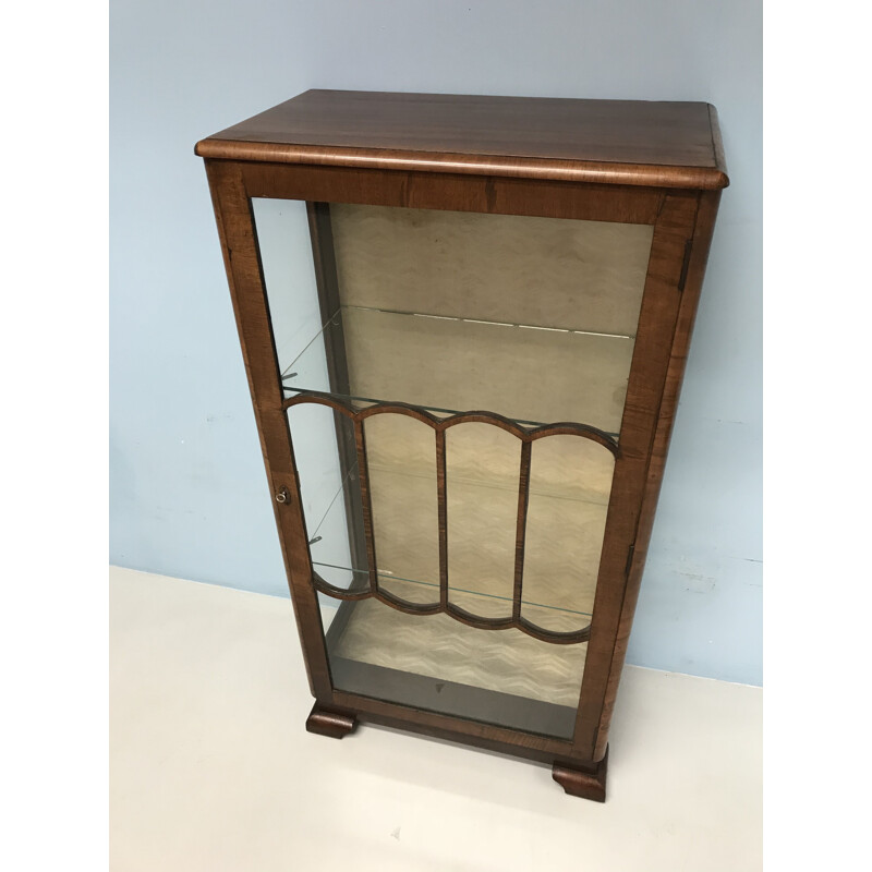 Vintage display cabinet in mahogany Art Deco style