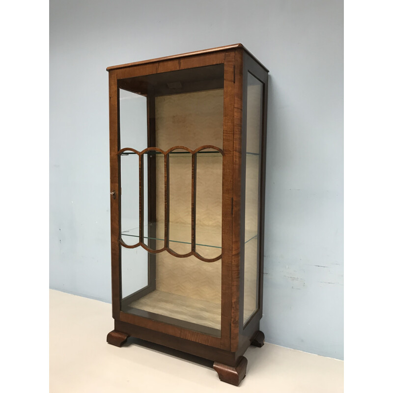 Vintage display cabinet in mahogany Art Deco style
