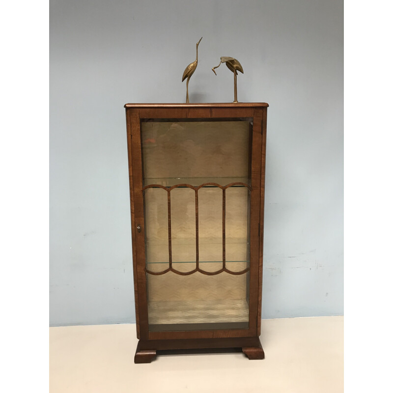 Vintage display cabinet in mahogany Art Deco style