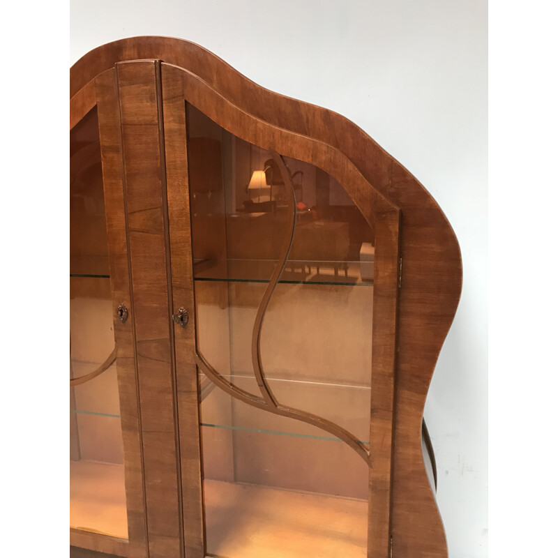 Vintage display cabinet in mahogany Art Deco style