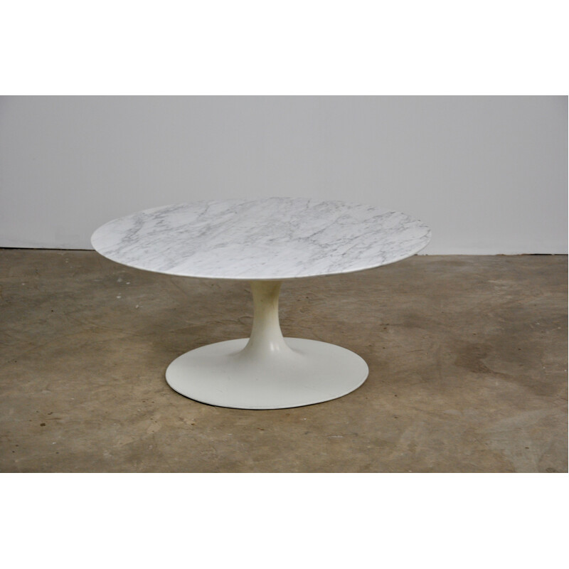 Vintage coffee table in Carrara marble, Maurice Burke for Arkana