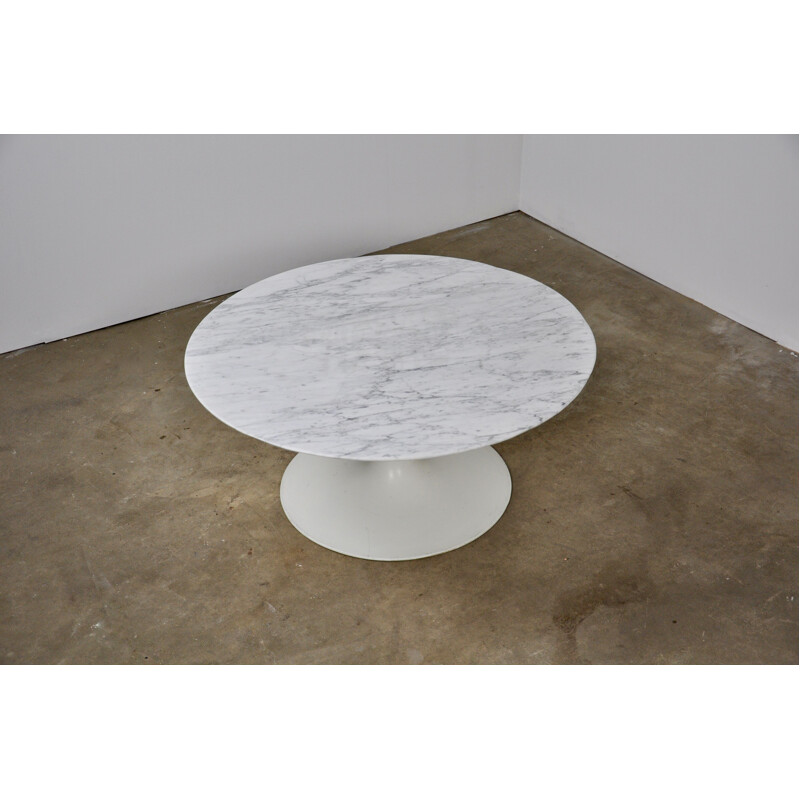 Vintage coffee table in Carrara marble, Maurice Burke for Arkana