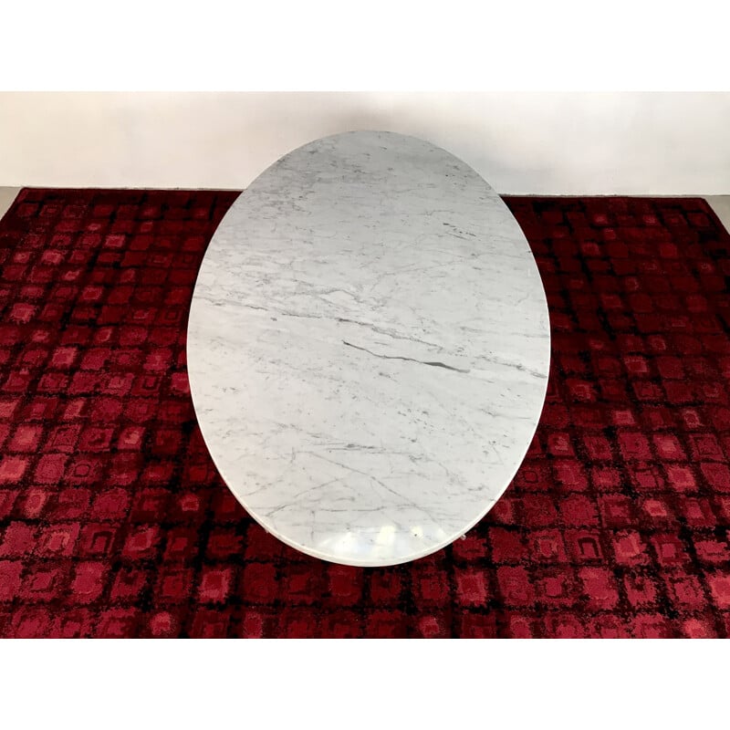 Table basse vintage allemande en marbre et en aluminium par Herbert Hirche pour Christian Holzäpfel