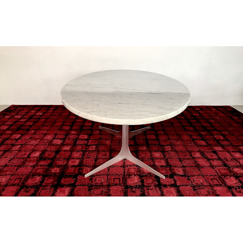 Table basse vintage allemande en marbre et en aluminium par Herbert Hirche pour Christian Holzäpfel
