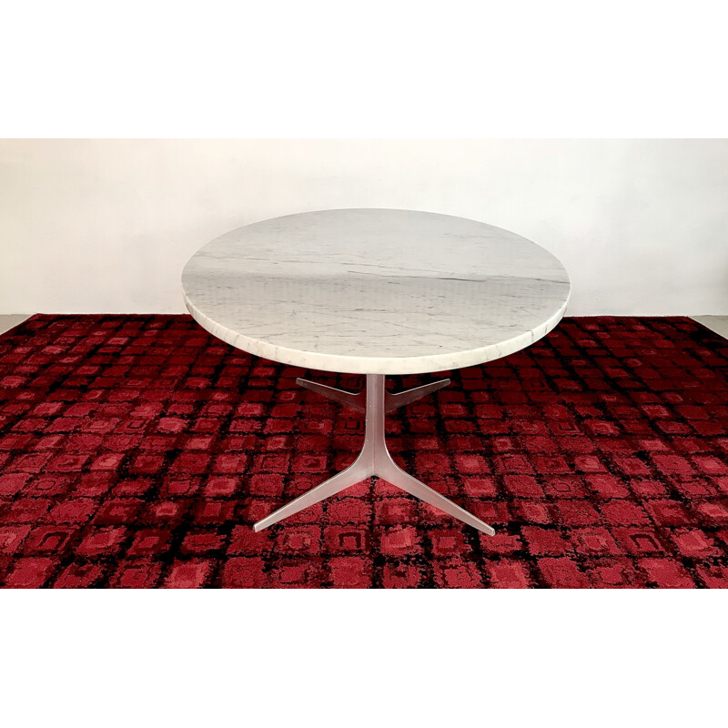 Vintage German coffee table in marble and aluminium by Herbert Hirche for Christian Holzäpfel