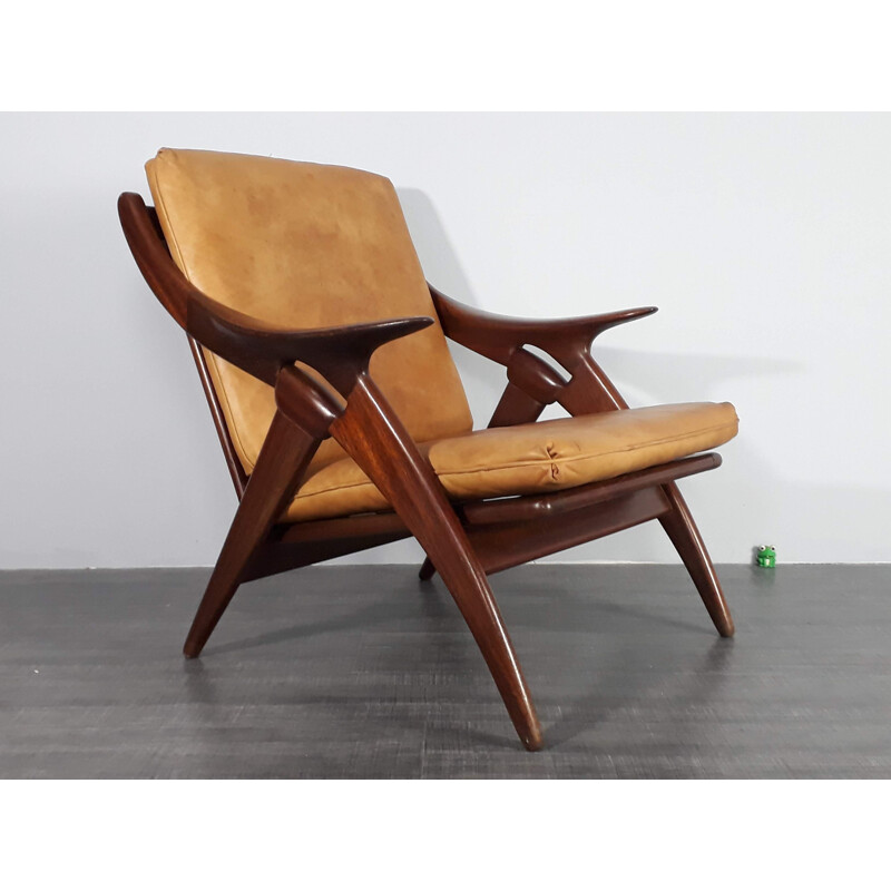 Vintage Knoop Dutch leather armchair