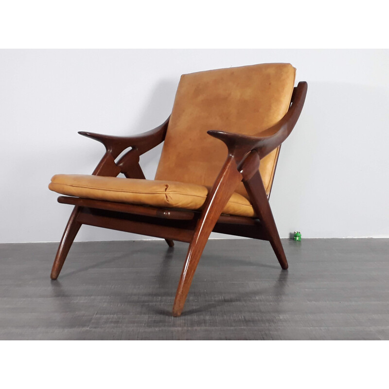 Vintage Knoop Dutch leather armchair