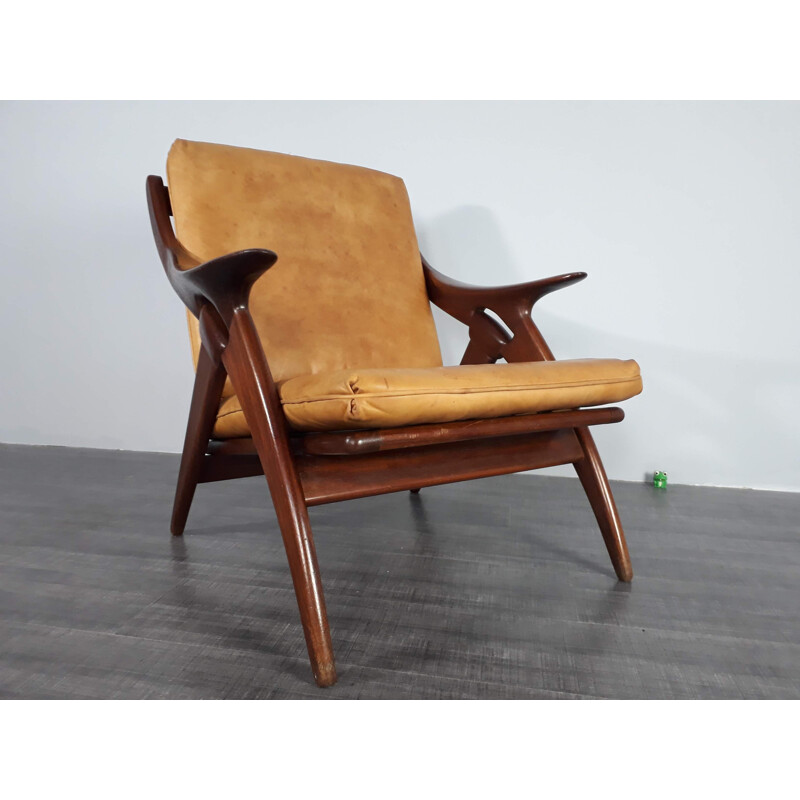 Vintage Knoop Dutch leather armchair