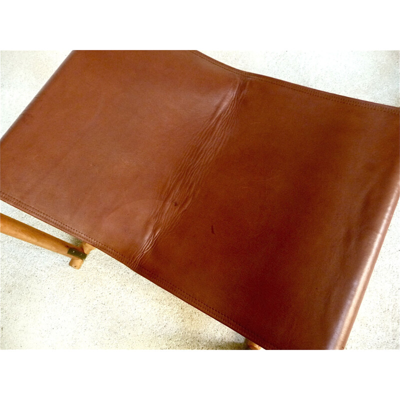 Set of 2 vintage folding chairs in cognac leather by Mogens Koch for Cado
