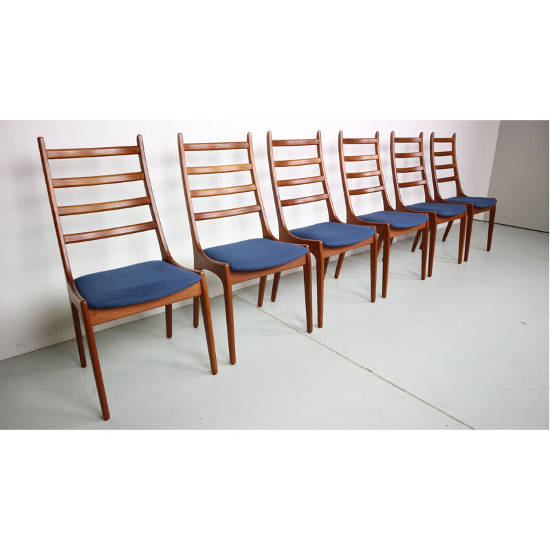 Set of 6 Danish teak ladder back dining chairs by Kai Kristiansen