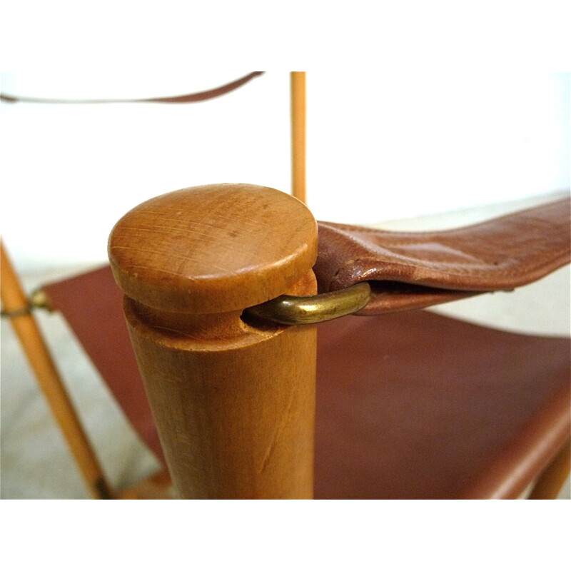 Suite de 2 chaises vintage en cuir cognac par Mogens Koch pour Cado