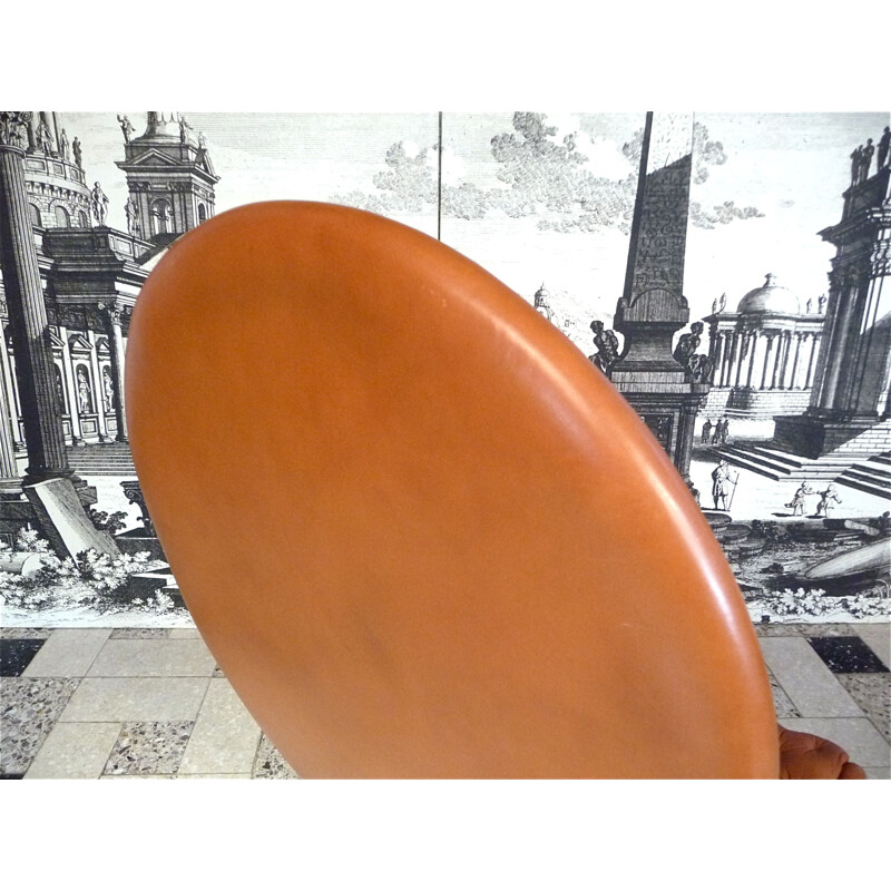 Vintage lounge chair model F De Luxe in tufted leather by Verner Panton for Fritz Hansen