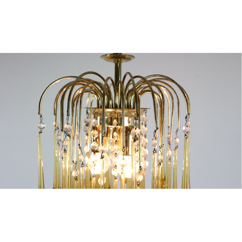 Vintage chandelier in Murano amber glass by Paolo Vanini