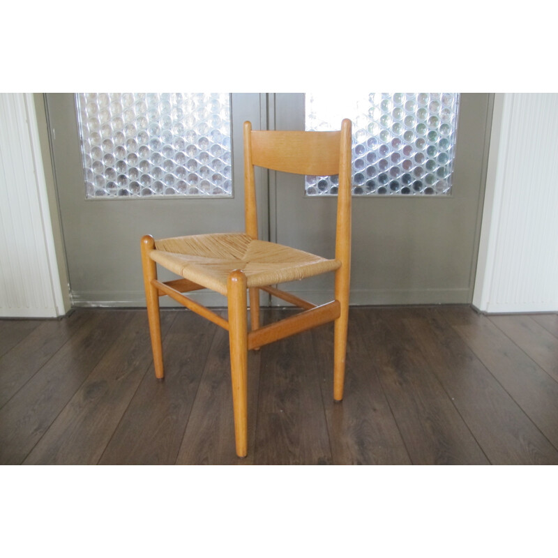 Set of 4 CH36 dining chairs in wood and woven rope, Hans WEGNER - 1960s