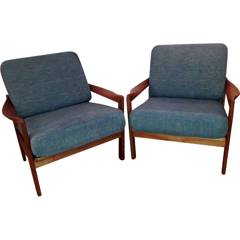 Pair of vintage scandinavian armchairs for Eilersen in teak