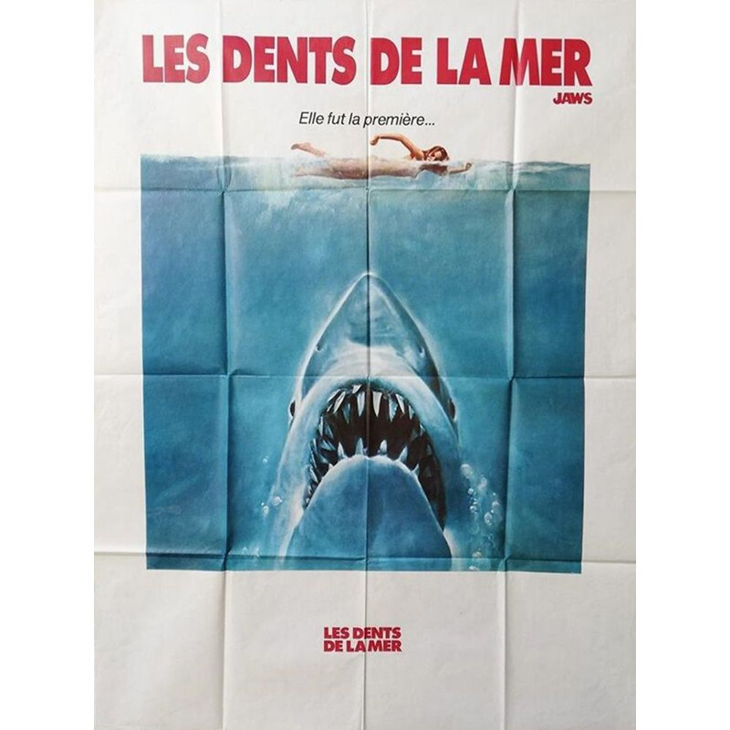 Affiche cinéma vintage les dents de la mer originale 1975