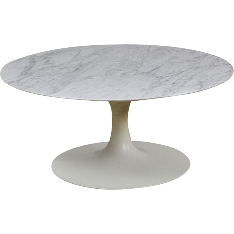 Vintage coffee table in Carrara marble, Maurice Burke for Arkana