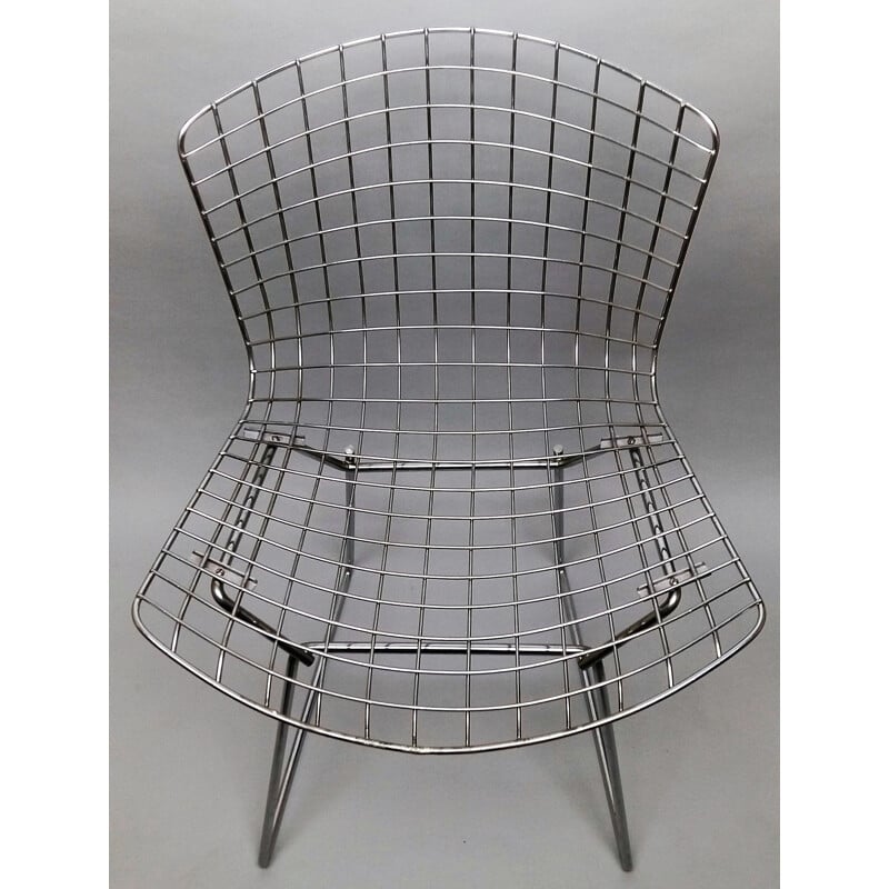 Chaise vintage "420C" en fils d'acier chromés par Harry Bertoia